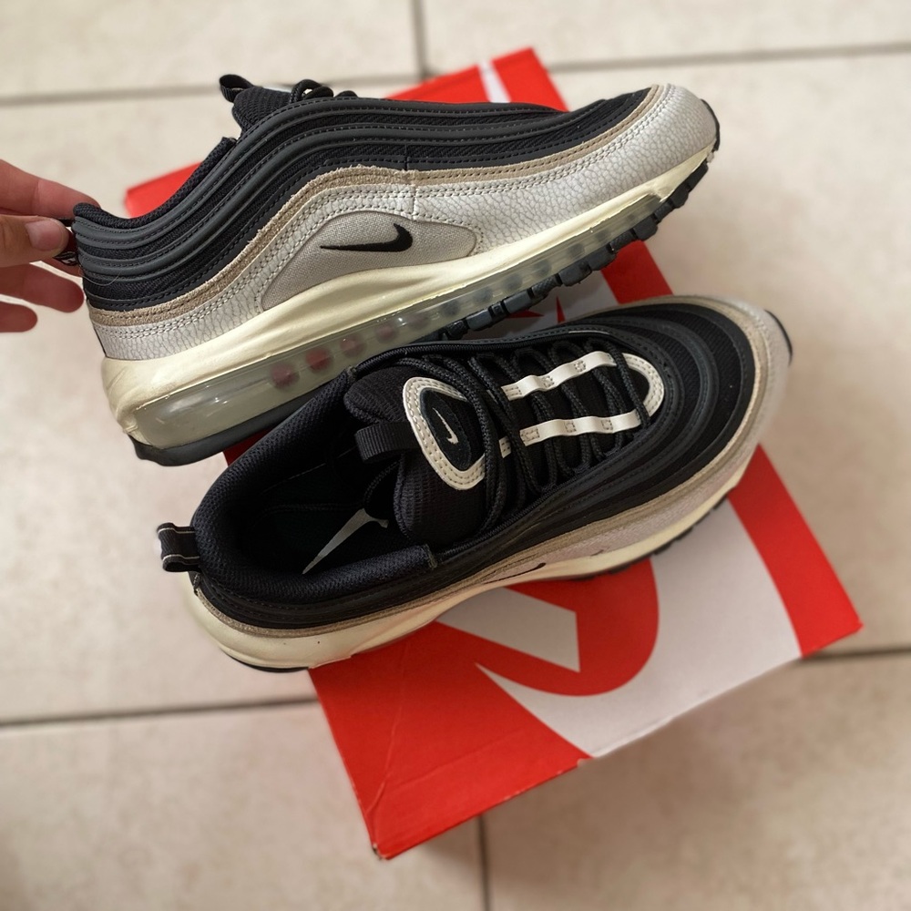 Nike Air Max 97 Men's Sneakers - Black, White, Cream. MENS 7.5 WOMANS 9